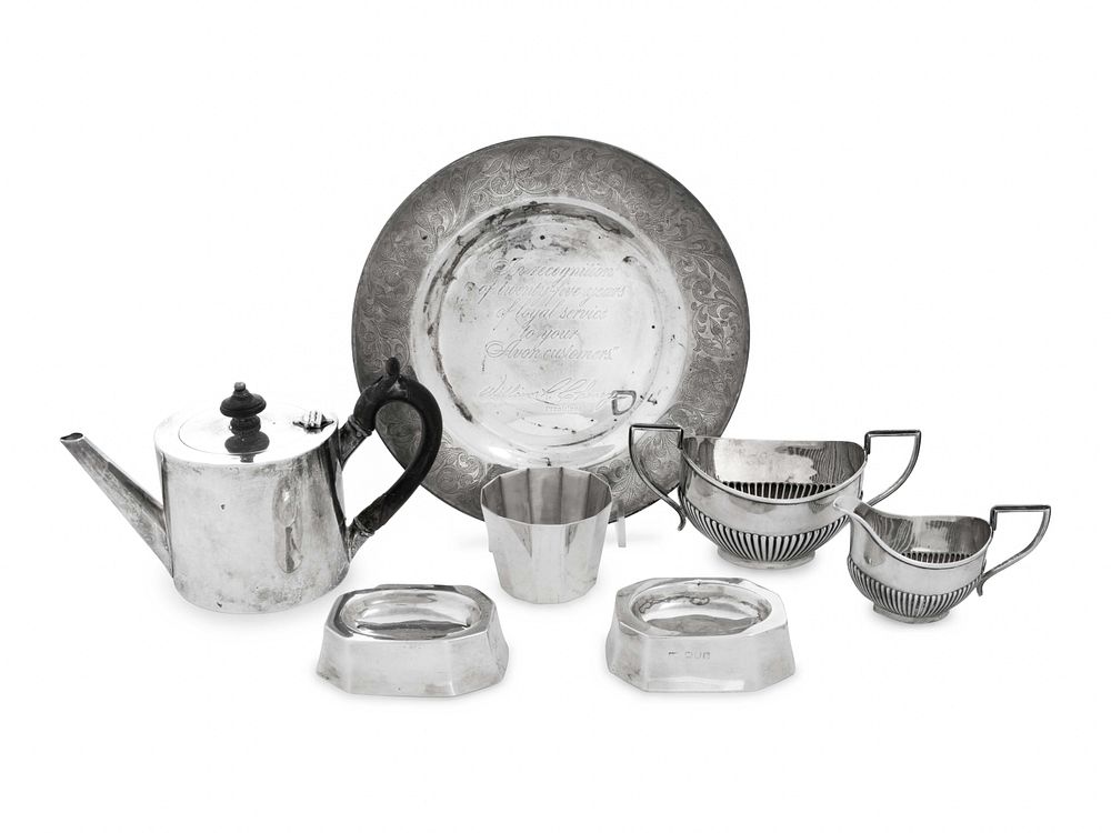 Appraisal: A Collection of Eight English Silver Table Articles A Collection