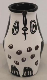 Appraisal: PICASSO Pablo Madoura Ceramic Black and Maroo Owl Turned white