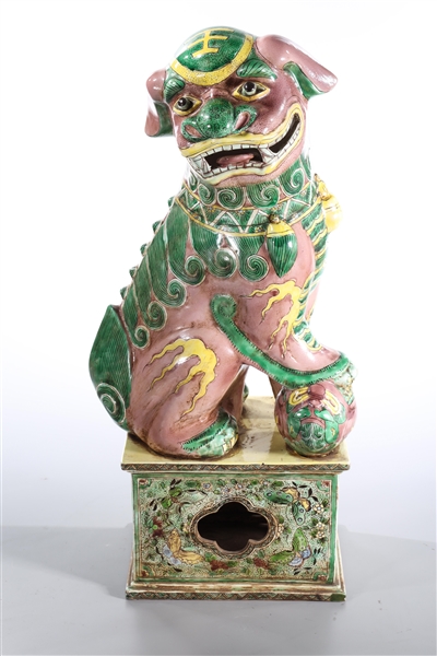 Appraisal: Chinese glazed porcelain fio lion with right raised paw base