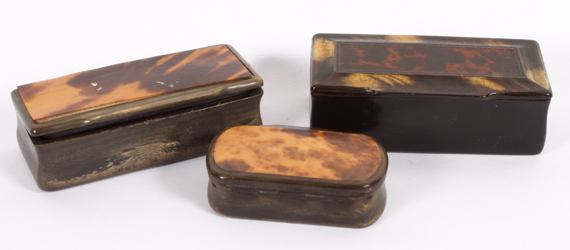 Appraisal: Three William IV Victorian horn snuff boxes second and third