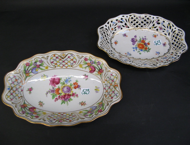 Appraisal: TWO SCHUMANN BAVARIA OVAL PORCELAIN BOWLS Dresden Flowers pattern with