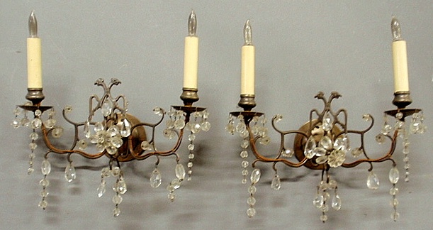 Appraisal: - Pair of Dutch style brass wall sconces c with