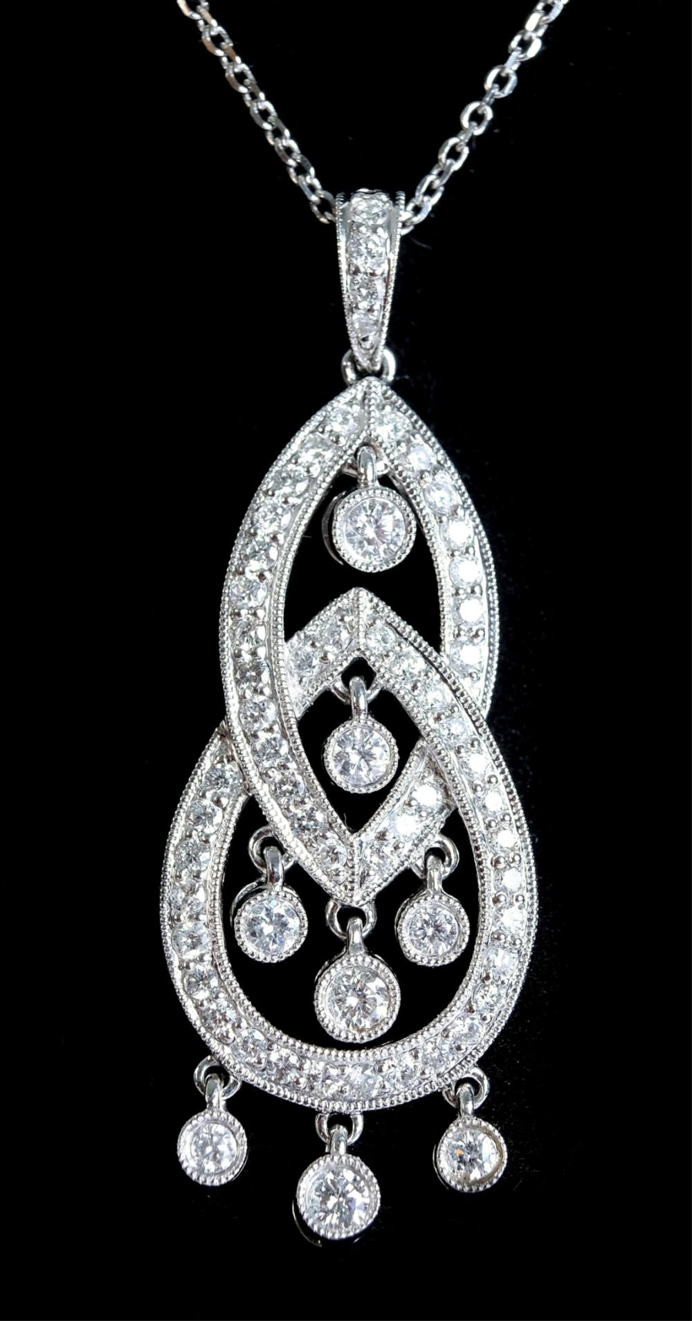 Appraisal: K WHITE GOLD TCW DIAMOND PENDANT NECKLACE k white gold