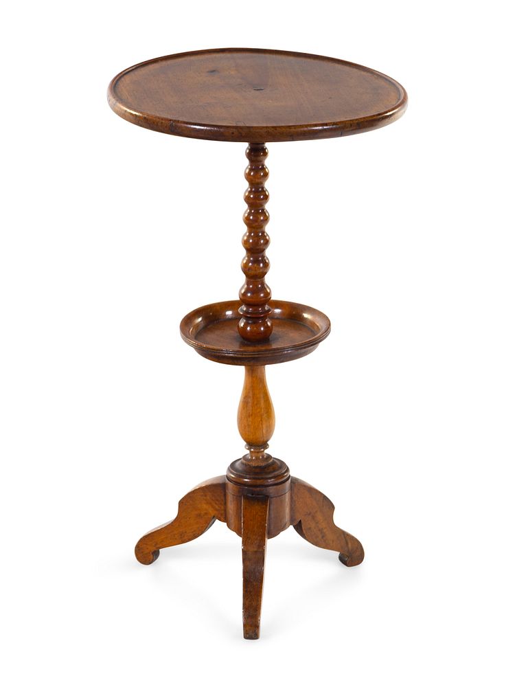 Appraisal: A William and Mary Style Turned Walnut Candle Stand A