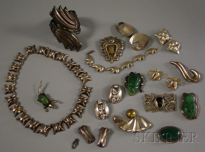 Appraisal: Large Group of Mexican Sterling Silver and Hardstone Jewelry including