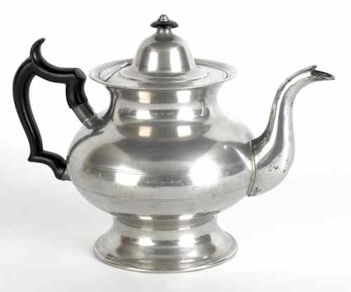 Appraisal: New York pewter teapot ca bearing the touch of Thomas