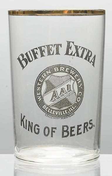 Appraisal: Buffet Extra Black Acid-Etched Beer Glass Western Brewery King of