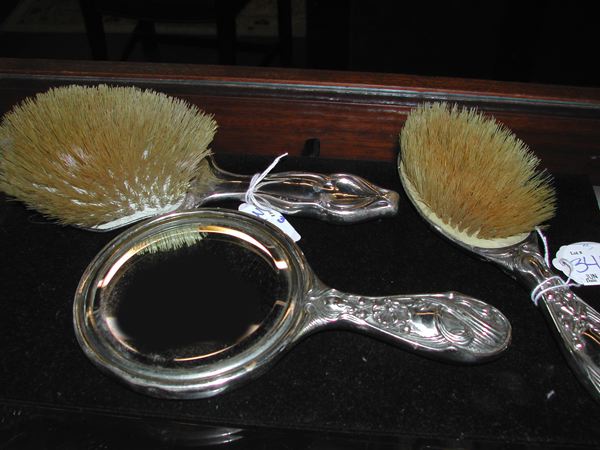 Appraisal: Group of Three Silver Vanity Items consisting of an attractive