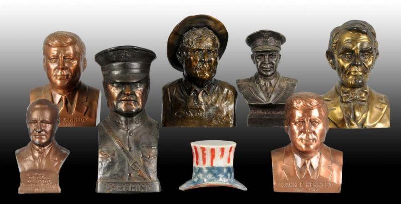 Appraisal: Lot of Cast Iron Presidential Still Banks Description Pershing two