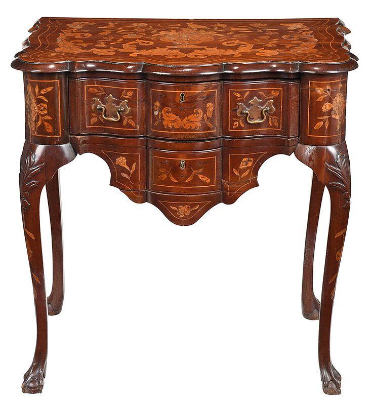 Appraisal: Dutch Marquetry Inlaid Walnut Dressing Table Continental th th century