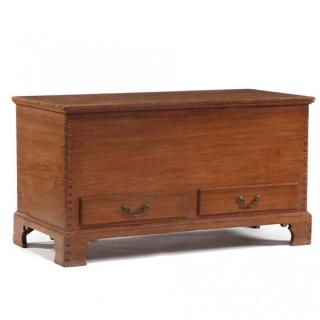 Appraisal: North Carolina Chippendale Blanket Chest circa walnut yellow pine and