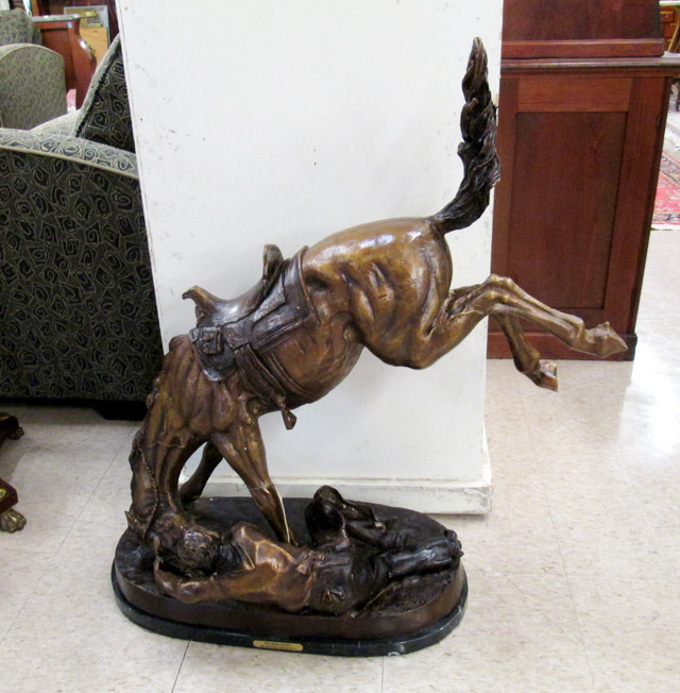 Appraisal: WESTERN BRONZE SCULPTURE Wicked Pony after the work of Frederic