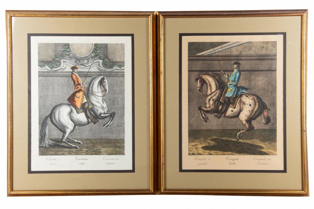 Appraisal: PAIR OF LIPIZZANNER STALLION COLORED PRINTSCourbette and Croupade each framed