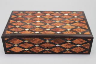 Appraisal: Vintage Mother of Pearl Marquetry Jewelry Box Vintage Mother of