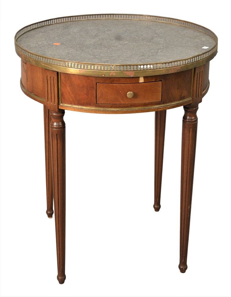 Appraisal: Louis XVI Style Round Marble Top Table having two drawers