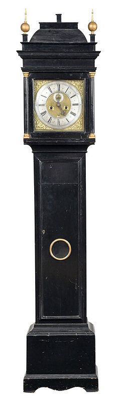 Appraisal: Early Georgian Ebonized Brass Dial Clock British th century brass