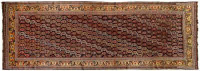 Appraisal: Shiraz carpet rows of boteh on blue ground late th