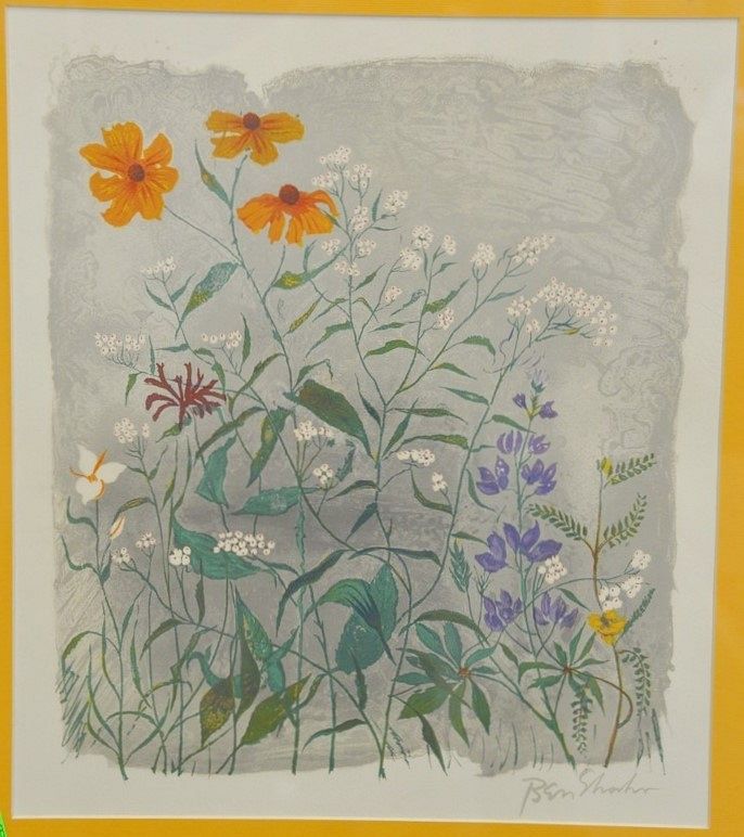 Appraisal: Ben Shahn Lithuanian American - flowers lithograph signed in image