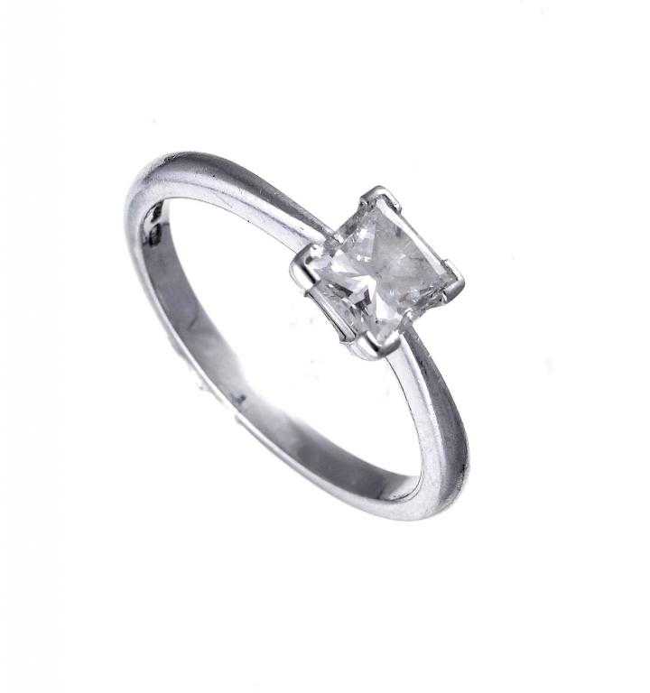 Appraisal: A DIAMOND SOLITAIRE RING with square modified brilliant cut diamond