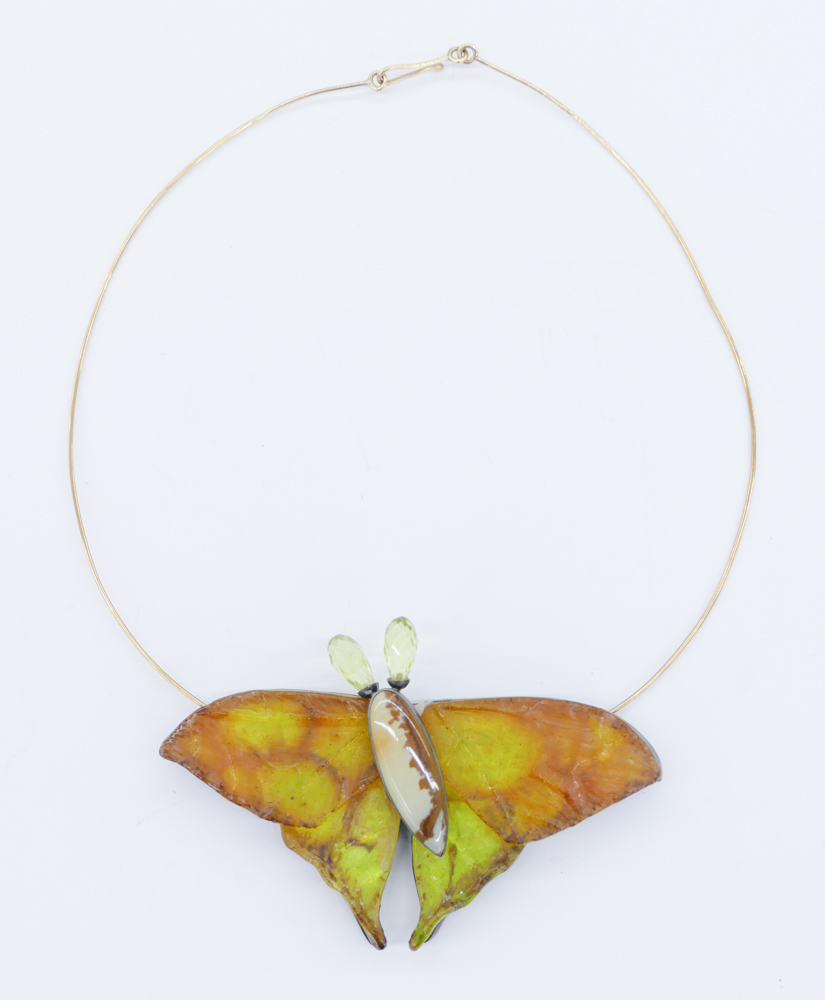 Appraisal: Suzanne Stern b American Pate-de-Verre Butterfly Pendant Necklace ''x ''