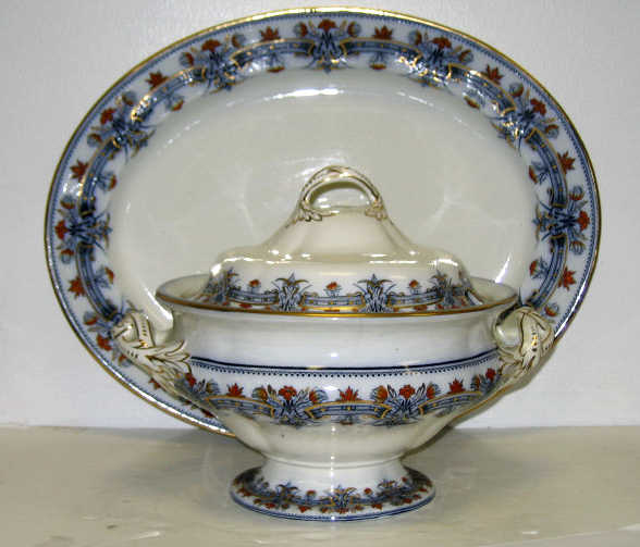 Appraisal: ANTIQUE STAFFORSHIRE SOUP TUREEN AND PLATTER Ashworth Bros Potteries Hanley