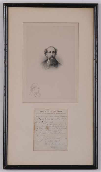 Appraisal: DICKENS CHARLES - AUTOGRAPH NOTE SIGNED TO PERCY FITZGERALD ON