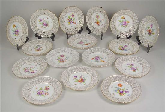 Appraisal: Dresden Plates by Kleim Dresden Handpainted plate set by Richard