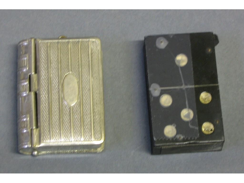 Appraisal: ELECTROPLATED COMBINED VESTA BOX and STAMP BOX book form with