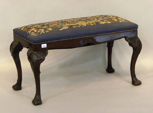 Appraisal: George II style mahogany bench ca with a needlepoint seat