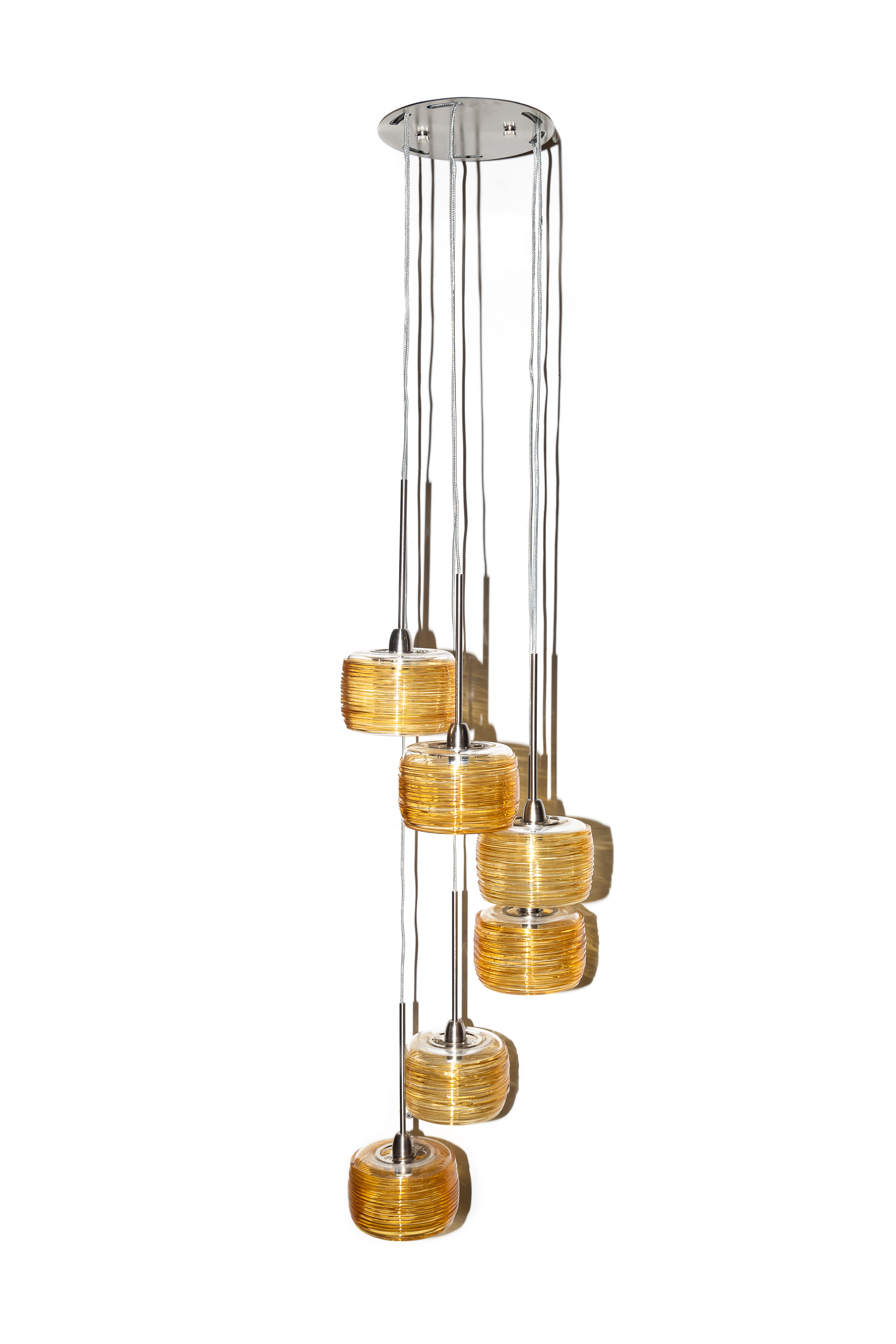 Appraisal: VISTOSI -LIGHT DAMASCO CHANDELIER Vistosi contemporary six-light Damasco pendant chandelier