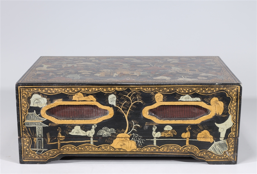 Appraisal: Large Chinese gilt lacquer wood box with allover figures and