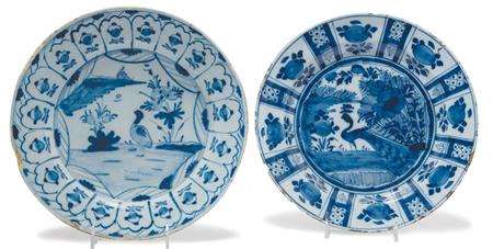 Appraisal: Group of Three Dutch Delft Blue and White Chargers Together