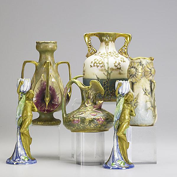 Appraisal: RIESSNER STELLMACHER KESSELSix porcelain Amphora vases ca Various marksTallest