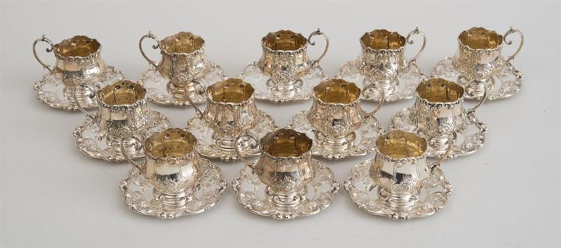 Appraisal: SET OF TWELVE AMERICAN SILVER COFFEE CUPS AND TWELVE STANDS