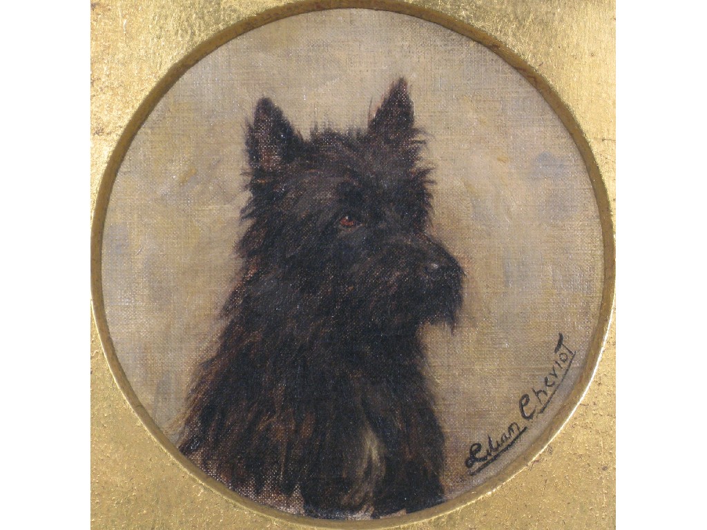 Appraisal: LILLIAN CHEVIOT A Cairn Terrier signed oil on canvas painted