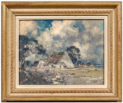 Appraisal: Ernest Pierre Guerin watercolor French - village landscape signed lower