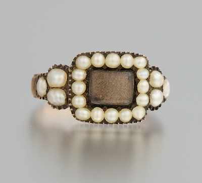 Appraisal: A Georgian Mourning Ring with Pearls ca s Tested -