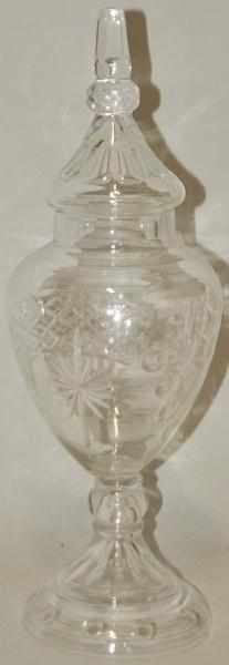 Appraisal: Cut Glass Candy Jar Large cut glass etched candy jar