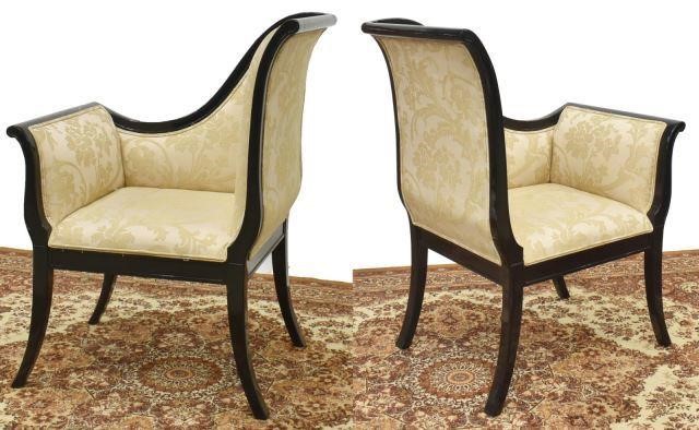 Appraisal: lot of Contemporary armchairs thc each in black lacquered frame