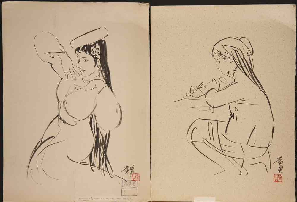 Appraisal: CHINESE INK DRAWINGS - Eight early- th c Ink Portraits