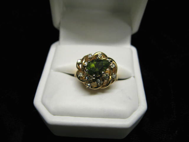 Appraisal: Peridot Diamond Ring pear shaped gem and diamonds in k