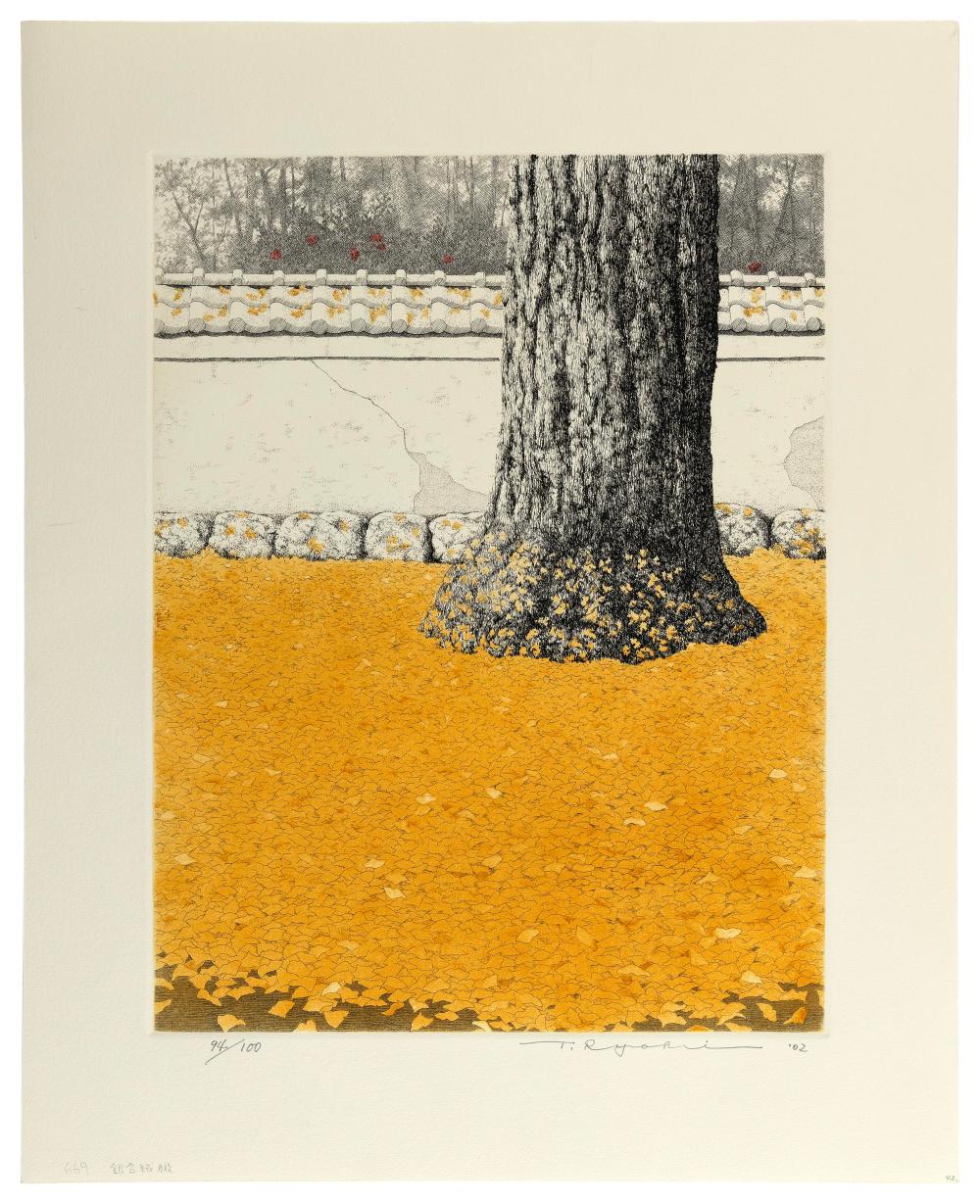 Appraisal: TANAKA RYOHEI JAPAN - GINKGO CARPET ETCHING SHEET SIZE X