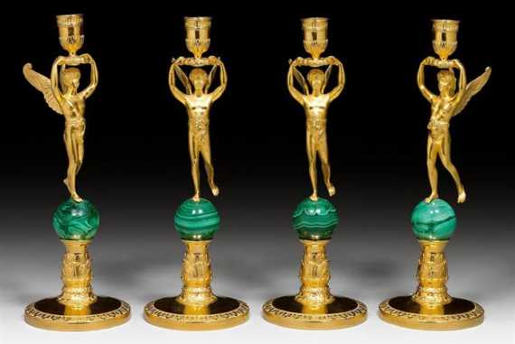 Appraisal: SET OF VERMEIL CANDLE HOLDERS Paris after Odiot Empire style