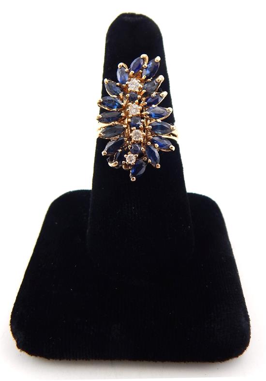 Appraisal: JEWELRY K yellow gold sapphire and diamond cocktail ring set