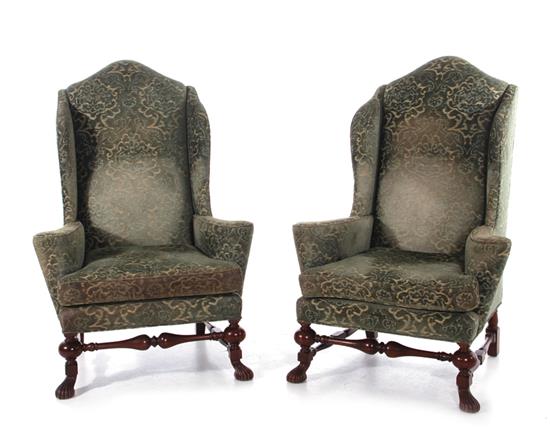 Appraisal: Pair Baker wingback armchairs BH SH W D pcs Provenance