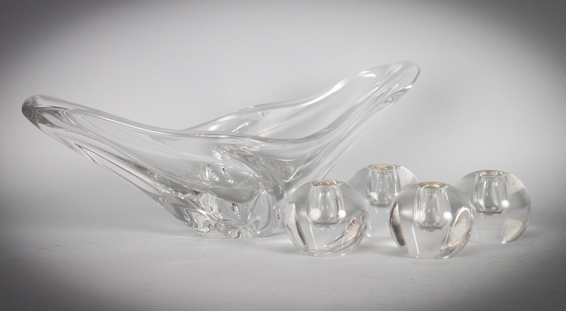 Appraisal: Five Orrefors and Daum France glass articles comprising four Orrefors