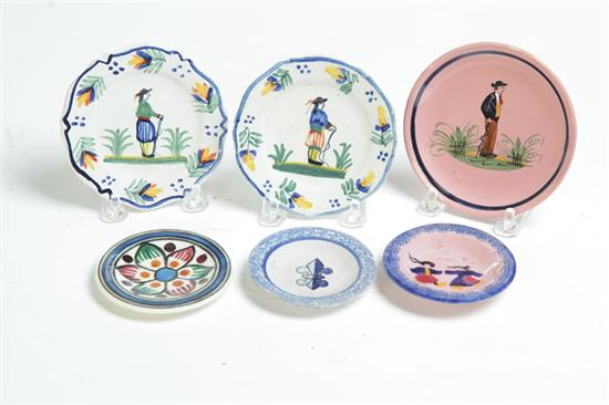 Appraisal: SIX QUIMPER DISHES France late th-early th century Three butterpats