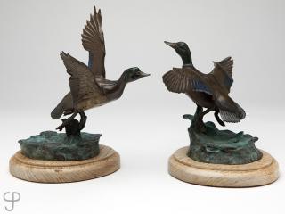 Appraisal: Mark Greenaway Two duck bronzes the first Mallard duck signed