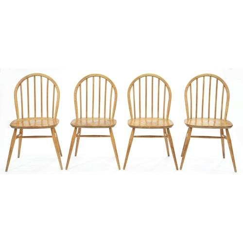 Appraisal: A set of four Ercol beech dining chairs mid th