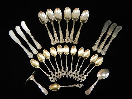 Appraisal: SILVER Twenty-six pieces of sterling including children's spoons and scraper